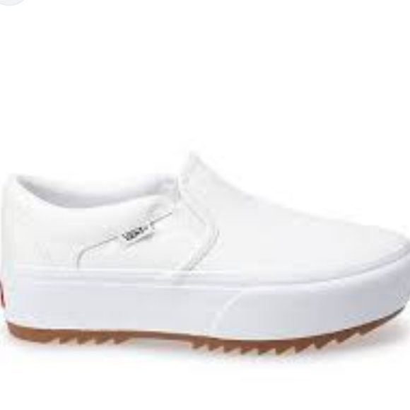 Vans Asher Platform ST Slip-On Shoes- White - Picture 1 of 10